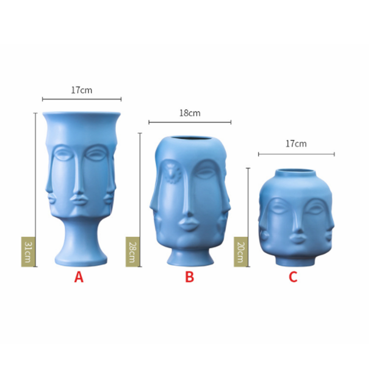 Light luxury personality home living room study decoration American portrait art decoration face ceramic vase
