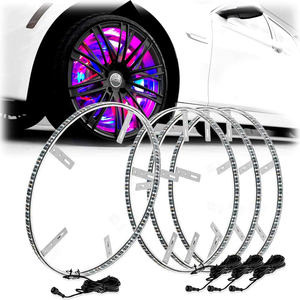 ADT 4-en-1 16'' DC12V Bande LED RGB pour jantes de voiture, contrôle par application, clignotant, feu stop, effet de poursuite des couleurs sans fil - Product Image 1