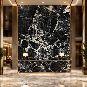 Panneau mural décoratif en marbre classique noir et blanc, revêtement intérieur pour salon, salle de bain, hôtel, mur de fond - Product Image 3