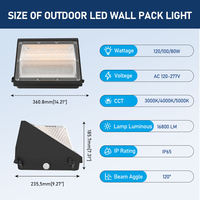 Lámpara de Pared Exterior de Aluminio Directo de Fábrica, IP65, 3CCT, 5000K, 80W/100W/120W, Fotocélula LED, Iluminación para Estacionamientos