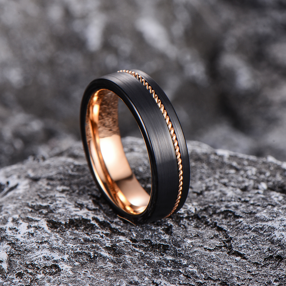 Tungsten Ring Indestructible Wedding Band Brushed Black Tungsten
