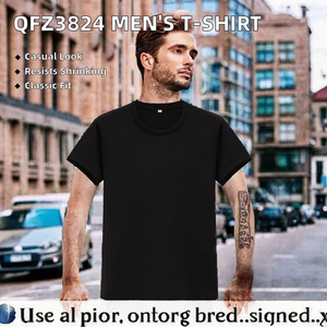 Camiseta Negra para Hombre, Cuello Redondo, Manga Corta, Corte Regular, 100% Algodón Jersey, Ropa Casual - Product Image 2