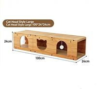 Tunnel pour chat en carton ondulé, forme longue, avec trou pour la tête du chat, balles suspendues, griffoir multi-trous pour chats d'intérieur