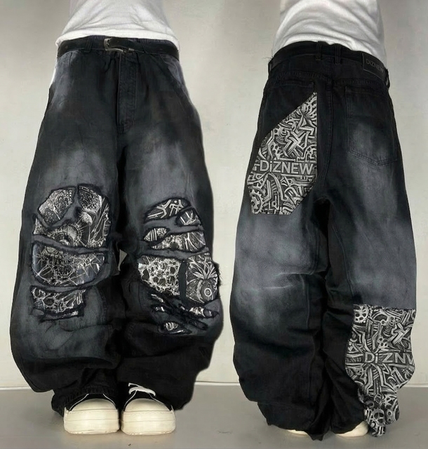 DiZNEW 2026 Top Denim Jeans Manufacturer Graphic Denim Pants Layered Denim Jeans Distressed Jeans Streetwear Baggy Jeans Men