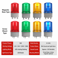 Luz de Señalización Intermitente LED Roja Pequeña de 12V/24V/220V con Alarma Sonora, IP65, Luces Indicadoras de Plástico para Equipos Mecánicos