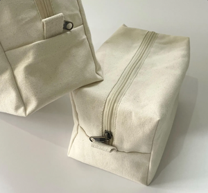 Doğal tuval erkek çantası Set çevre dostu fermuar makyaj çantaları Unisex seyahat organizatörleri - Product Image 2