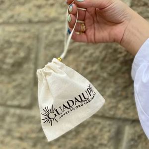 Customised Print Logo 100% Organic Cotton <b>Drawstring</b> Bag Reusable Fabric Cotton Dust <b>Pouch</b> Recycle Small Cotton Packaging <b>Pouch</b> - Product Image 4