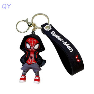 Llavero de Silicona 3D QY con Diseño de Héroe Araña y Correa Trenzada, Colgante de Anime, Regalo Promocional - Product Image 1