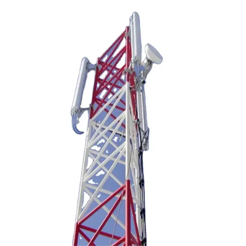 3 الساق أنبوب أنبوب أنبوبي الذاتي دعم الصلب تراجع الساخنة المجلفن 60m الاتصالات السلكية واللاسلكية الاتصالات برج الخلية