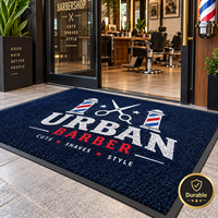 Tapis d'entrée commercial robuste HM personnalisé, moderne, lavable, en nylon, avec logo imprimé et dos antidérapant en caoutchouc
