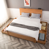 Nouveau Lit de Rangement en Bois Massif Design Nordique 2026 150*200/180*200cm Meuble de Chambre à Coucher