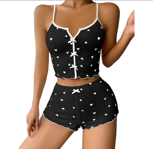 2025 Новый Модный комплект из 2 предметов с принтом сердца, женская пижама, горячая женская пижама - Product Image 3