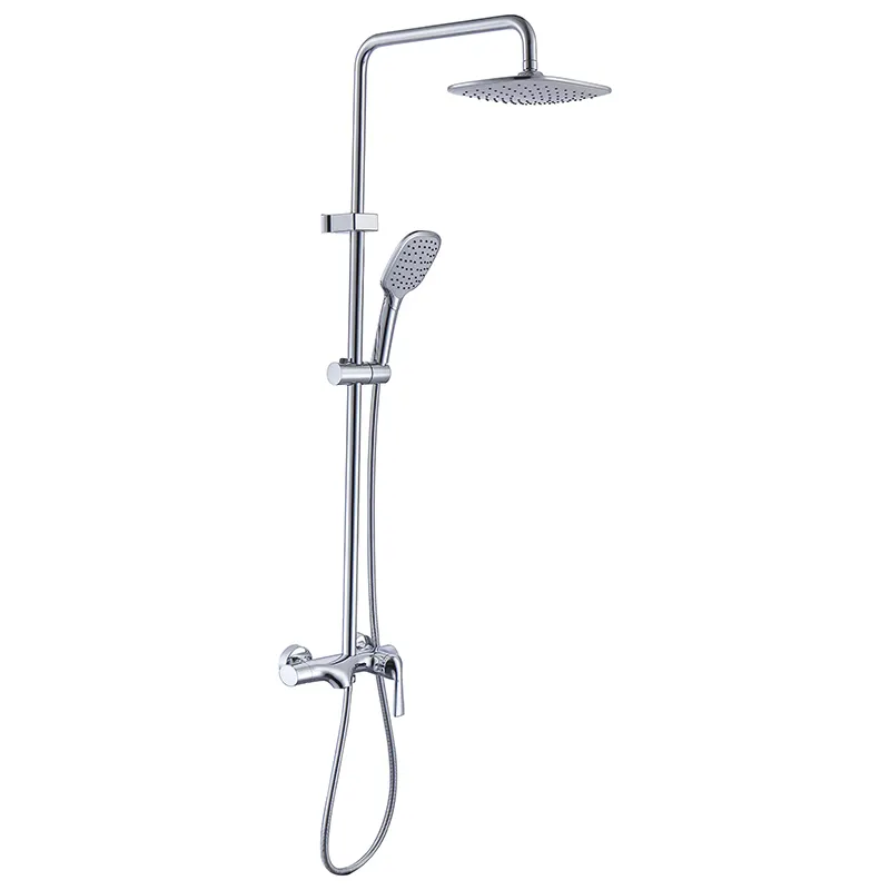 2023 New Bathroom Chrome Rainfall Shower System Contemporary Exposed Shower Faucet System Hot Cold Water Mixer Metered Faucets