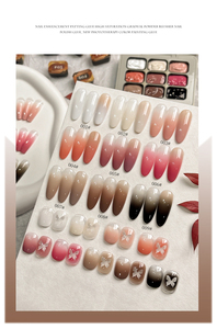 Ensemble de vernis gel en 9 couleurs, nuances translucides nude et brunes, gel UV LED à retirer par trempage pour la décoration des ongles - Product Image 3