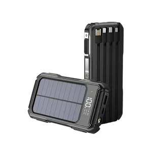 Solar Power Bank With Cables Portable Fast Charger External Battery Powerbank For iPhone 12 For Huawei For Samsung Power Station