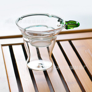 Colador de té de vidrio resistente al calor con mango verde para juego de té Kung Fu 0352 - Product Image 1