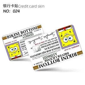 Adesivo de cartão de crédito de débito personalizado de anime de desenho animado à prova d'água dupla face