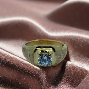 Elegant 22K Gold <b>Mens</b> <b>Ring</b> with Diamond Center Classic Textured Band Designer Finger <b>Ring</b> Luxury Jewellery for Daily Wear - Product Image 3