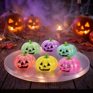 Halloween Glitter Pumpkin Silicone <b>Mini</b> Squeeze Toy Transparent Squishy Stress Relief Fidget Toy Party Gift <b>Lantern</b> Decor - Product Image 3