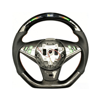 Volant en fibre de carbone personnalisé pour BMW E60 E63 Série 5, cuir perforé avec LED, style sport, amélioration de l'habitacle