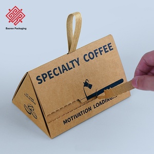 Cajas Triangulares Vacías para Empaque de Granos de Café Baoren Creative, Estilo Vintage con Asa, Reutilizables, Hechas con Materiales Reciclados Kraft - Product Image 2