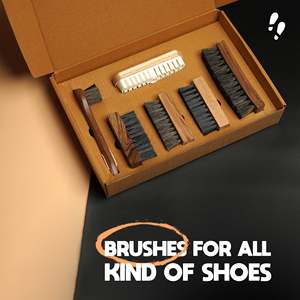 Kit de brosses à chaussures, ensemble de 6, pour cuir, daim, nubuck et baskets, nettoyage complet des chaussures, polissage, lustrage et entretien du cuir - Product Image 6