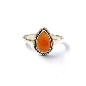 Bague en argent sterling 925 avec pierre de grenat, collection artisanale de bijoux en argent et en cornaline, au meilleur prix, réglable - Product Image 1