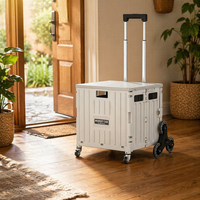 Chariot pliable robuste avec barre de traction pour le transport de conteneurs de stockage, paniers et courses – Vente directe usine