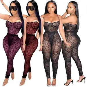 2021 Hot Sale Sexy Transparent Nighty Fishnet Stockings Girls Lingerie Women&#39;s Two Piece Set