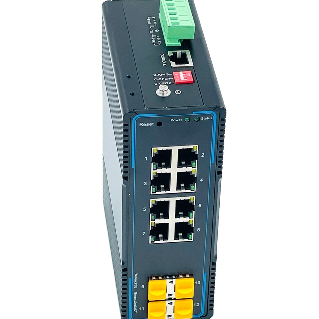 Managed Industrial Switches Layer 2  8 * 10/100/1000Base-T Ethernet Ports Supping POE   4 * 1000BASE-X SFP