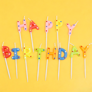 Velas Decorativas para Pastel de Cumpleaños <span class=keywords><strong>con</strong></span> Impresión de Puntos Coloridos, Velas de Cumpleaños <span class=keywords><strong>con</strong></span> <span class=keywords><strong>Letras</strong></span> Coloridas para Fiesta - Product Image 3