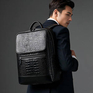 На заказ из натуральной коровьей кожи с узором из крокодиловой кожи, модная черная мужская деловая дорожная сумка для ноутбука, рюкзаки для работы - Product Image 1