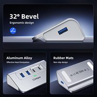 Hub USB 3.2 de Aluminio de 4 Puertos con Velocidad de 10 Gbps, 2 Puertos USB-C/USB-A, Cable de 3.3 pies para PC/Laptop//Más