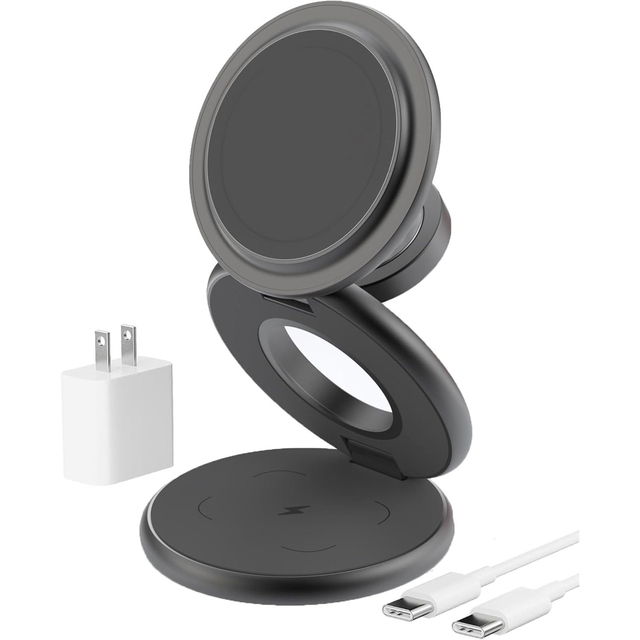 Foldable and Portable 3-in-1 Magnetic Wireless Charging Base for Headphones Mobile Phone Watches
