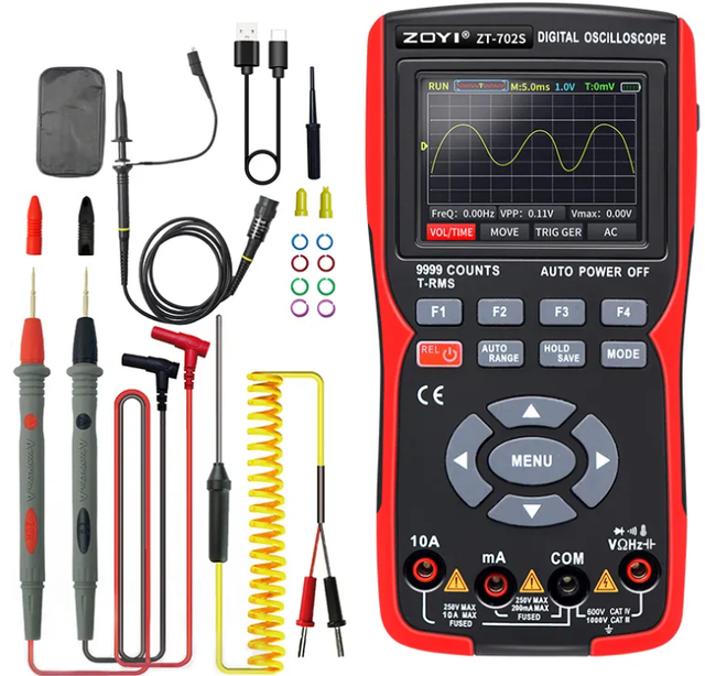 ZOYI ZT-702S Portable 2In1 Digital Oscilloscope Multimeter Real-time Sampling Rate 48MSa/s True RMS 1000V Professional Tester