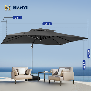 Sombrilla Moderna Cuadrada de 9X12 Pies con Luz LED, Impermeable y Anti-UV, Parasol Exterior en Cantilever - Product Image 2