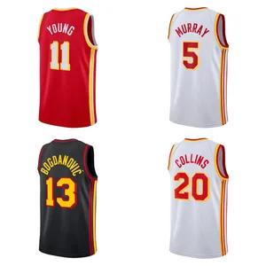 Maillot de basket-ball américain de meilleure qualité pour hommes Uniforme de basket-ball américain #11 Young #13 Bogdanovic #20 Collins #5 Murray