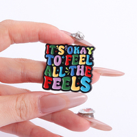 Vente en gros, c'est correct de ressentir toutes les sensations, épingles en émail, texte coloré drôle, aujourd'hui c'est un jour de mémoire de base, broches, insigne de revers, bijoux