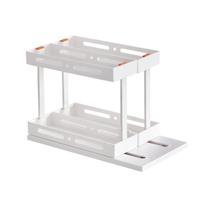 2 Tingkat Menarik Keluar Kabinet Dapur Organizer untuk Rempah-rempah Berputar Rak Bumbu Penyimpanan Pemegang - Product Image 6