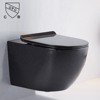 WC suspendu mural OVS en céramique, noir mat, sans bride, certifié CUPC, pour salle de bain – Vente en gros