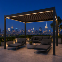 Pergola rétractable en aluminium thermolaqué, écologique et durable, avec toit à lames orientables, idéale pour restaurant et café, résistante au vent, avec éclairage LED