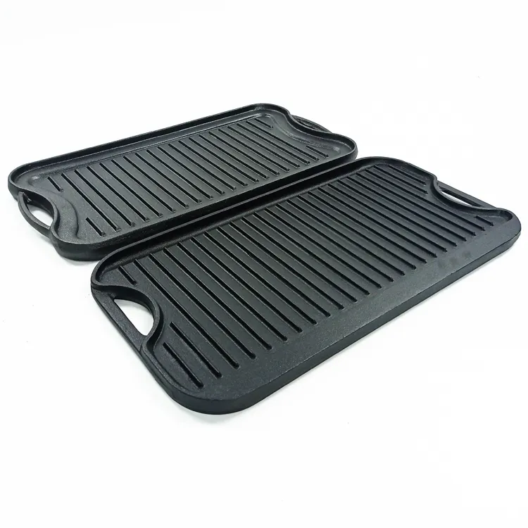 Best sell factory promotional cast iron cooking griddle pans cast iron square sizzling pan