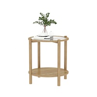 Furnitur ruang tamu kaca Tempered atas bambu bulat, Sofa samping meja kopi bersarang