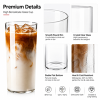 Verre classique en borosilicate de 10 à 16 oz, transparent, droit, pour café glacé, jus, cocktails, restaurants et bars