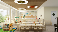 Ensemble de meubles pour enfants en bois Montessori moderne - bureaux, chaises, armoires pour la garderie, l'école, l'hôtel