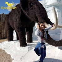 Modèle animal animatronique réaliste de mammouth laineux grandeur nature pour parc à thème