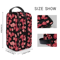 Tas Perlengkapan Mandi Poliester Tahan Air Desain Hawaii Anthurium, Tas Makeup, Logo Kustom, Kantong Perjalanan, Organizer Makeup Wanita