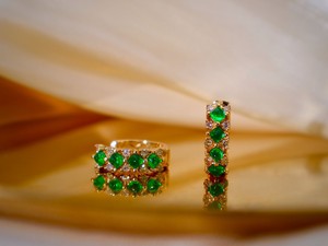 Xinfly Fine Jewelry 18k Real Yellow Gold Natural Gemstone <b>Emerald</b> Earring and Ring for Women - Product Image 6