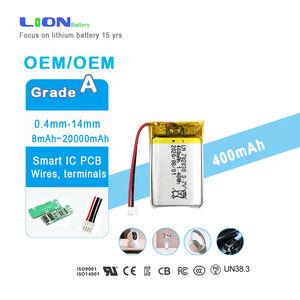 סיטונאי Lp702030 602030 300Mah <span class=keywords><strong>370Mah</strong></span> 400Mah 3.7V קטן ליתיום פולימר סוללה 1.48Wh Lipo סוללה - Product Image 1