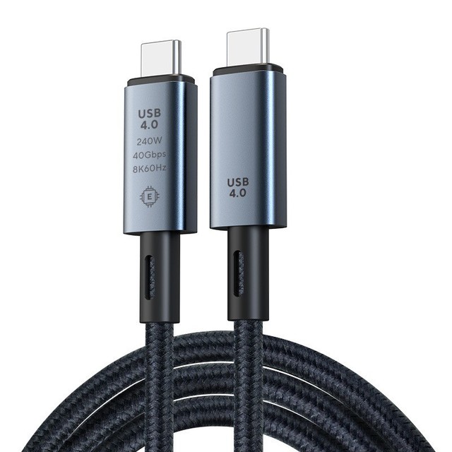 High Speed Data Transfer 40gbps USB 4.0 Aluminum Alloy Nylon Foil USB C to C Cable 100W 5A Fast Charging